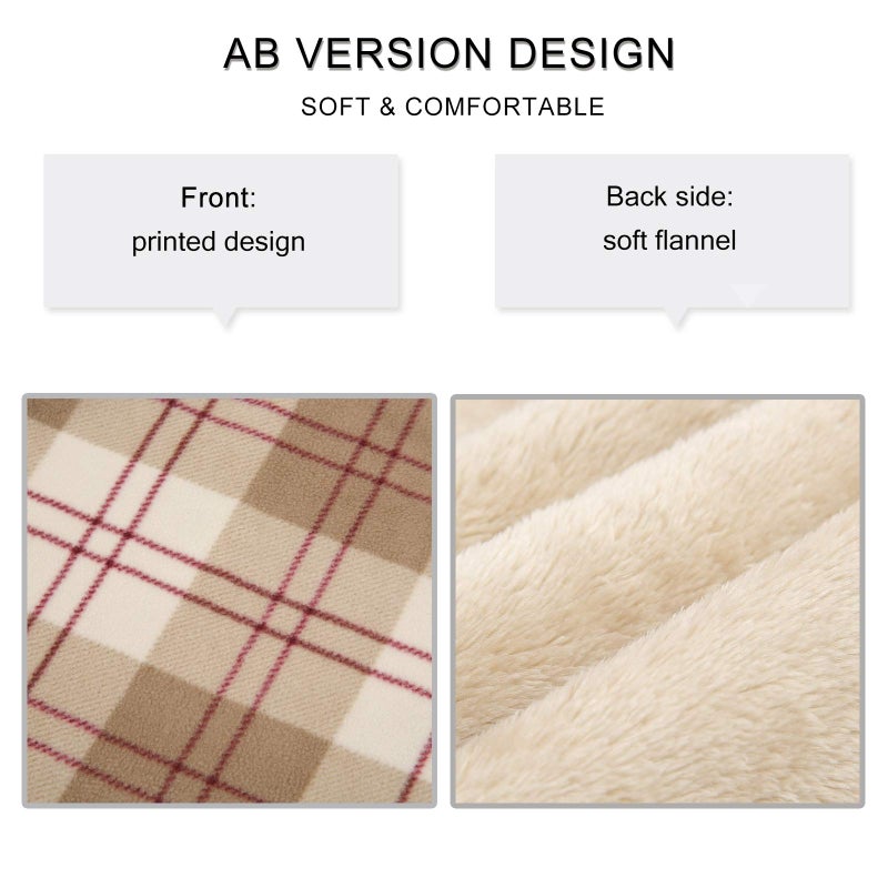 XING YE CHUAN Fleece Wearable Blanket, Comfy Poncho Throw with Buttons, Plush Sleeveless Blankets, for Women Cape Wrap Cover for Lightweight Microfiber Plaid Design (Beige) - Image 3